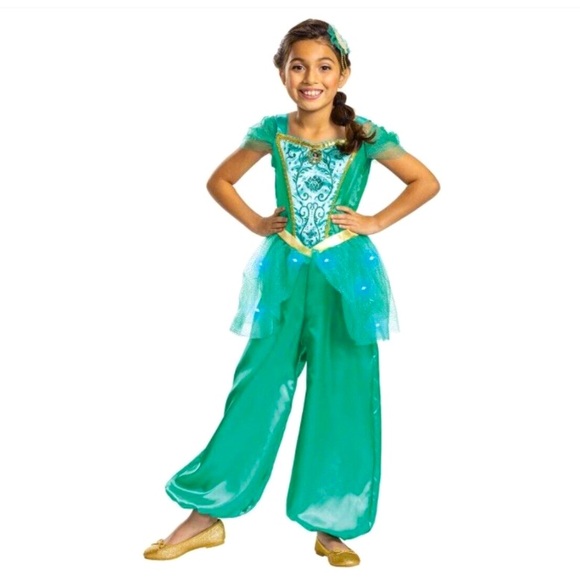 DISNEY PRINCESS "JASMINE" 2PC DELUXE 🌟LIGHT UP🌟 COSTUME SIZE XS (3T-4T)🌟NWT🌟 - Picture 15 of 16